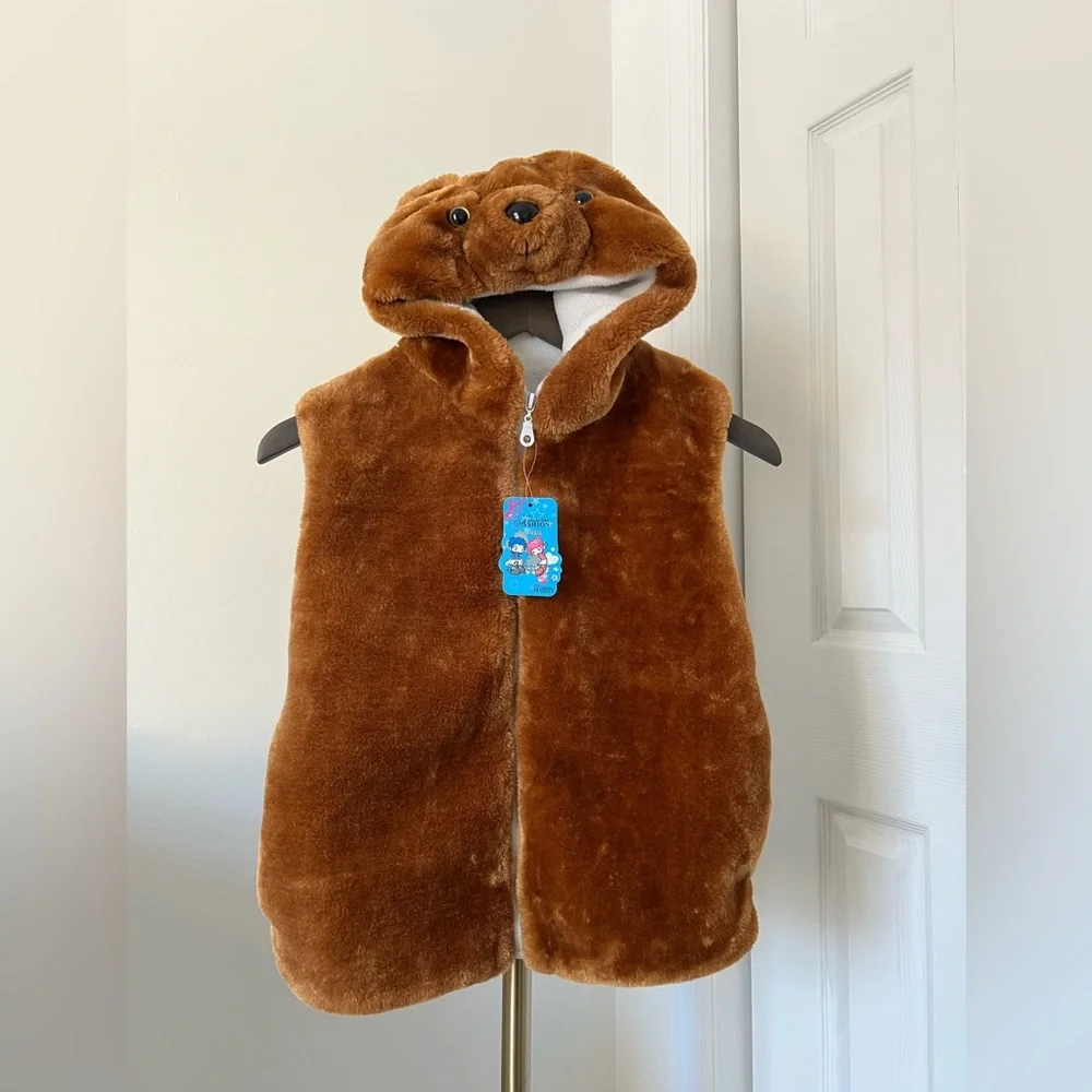 Kids Animal Vest Sleeveless Winter Hooded Girls | 8-12Y - Picture 1 of 12